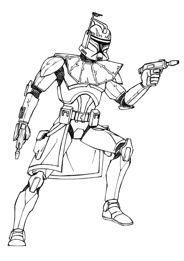 Dibujo de Capitán Rex Con 2 Armas para Colorear y Imprimir