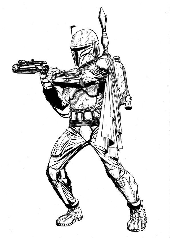 Dibujo de Disparó de Jango Fett para Colorear y Imprimir