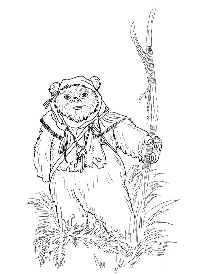 Dibujo de Ewok para Colorear y Imprimir
