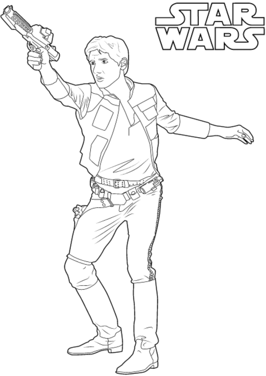 Dibujo de Han Sólo de Guerra de Las Galaxias para Colorear y Imprimir