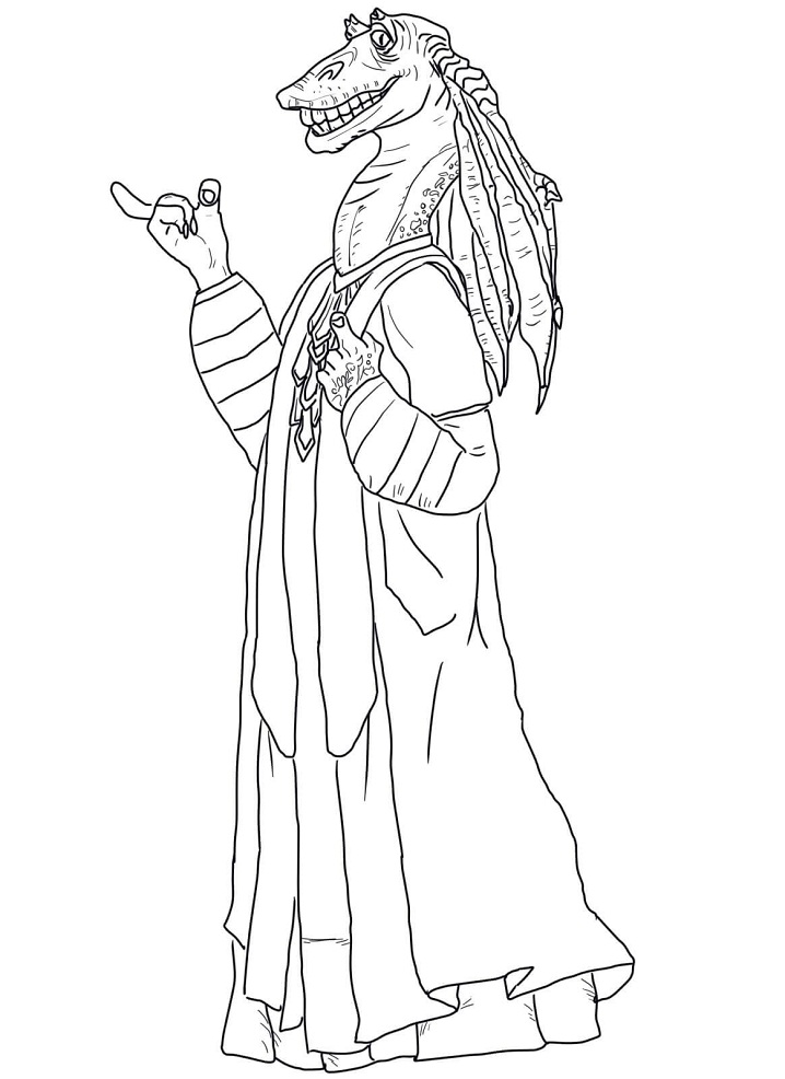 Dibujo de Jar Jar Binks para Colorear y Imprimir