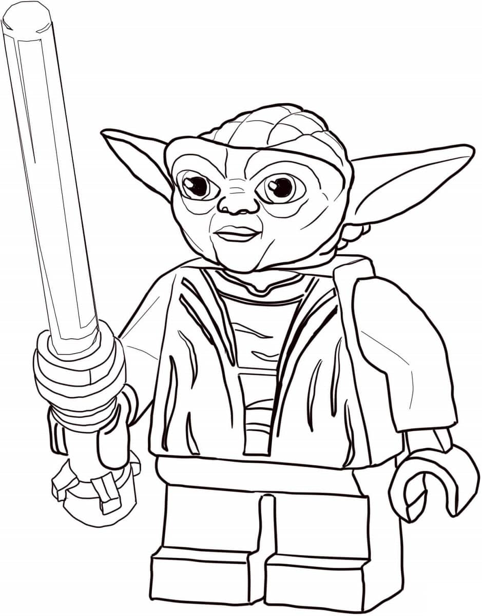 Dibujo de Lego Yoda para Colorear y Imprimir