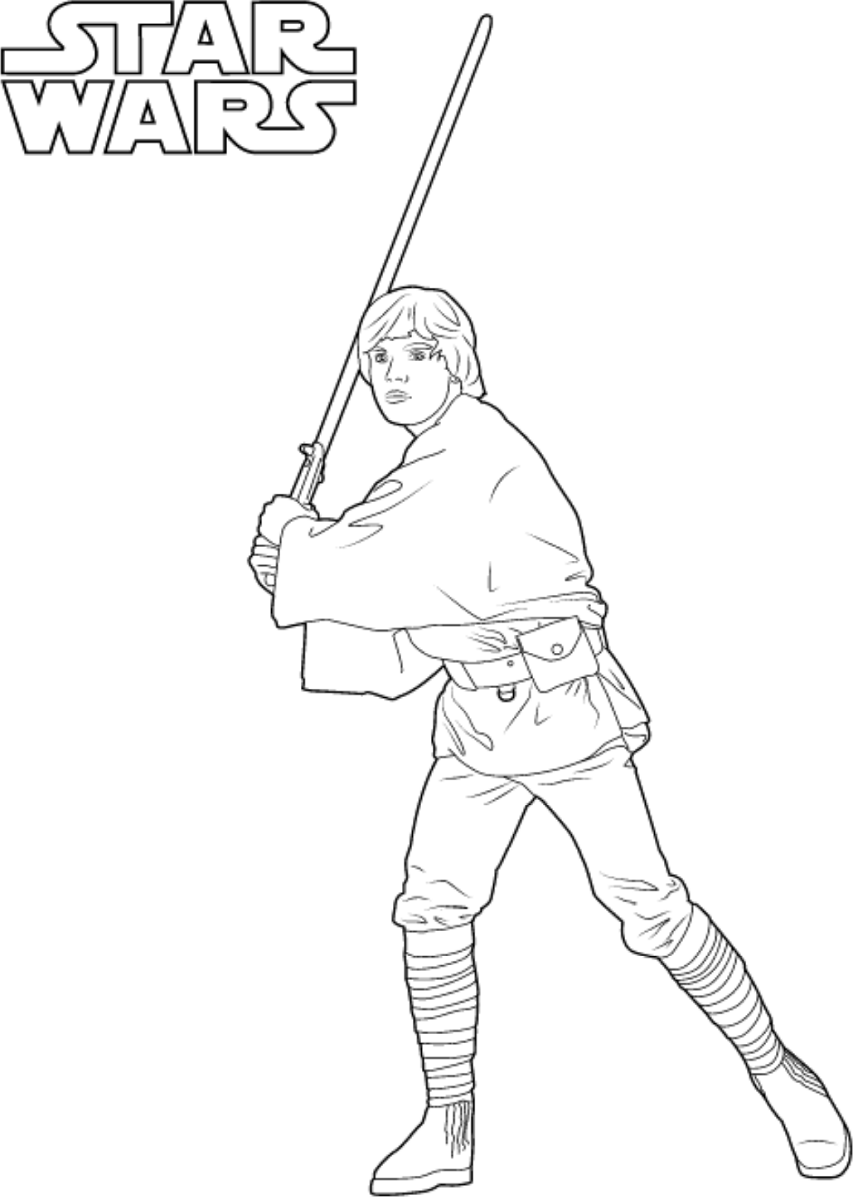 Dibujo de Luke Skywalker En Guerra de Las Galaxias para Colorear y Imprimir