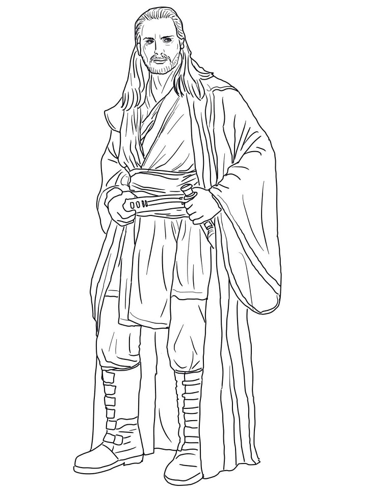 Dibujo de Qui Gon Jinn para Colorear y Imprimir