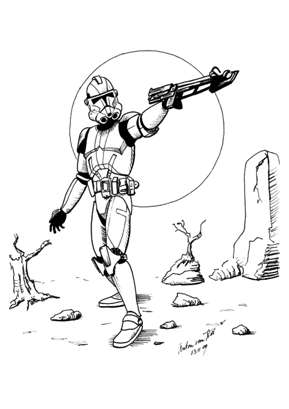 Dibujo de Soldado de Asalto de La Guerra de Las Galaxias para Colorear y Imprimir