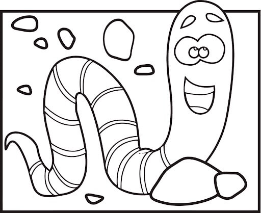 dibujo gusano fresco para imprimir y colorear
