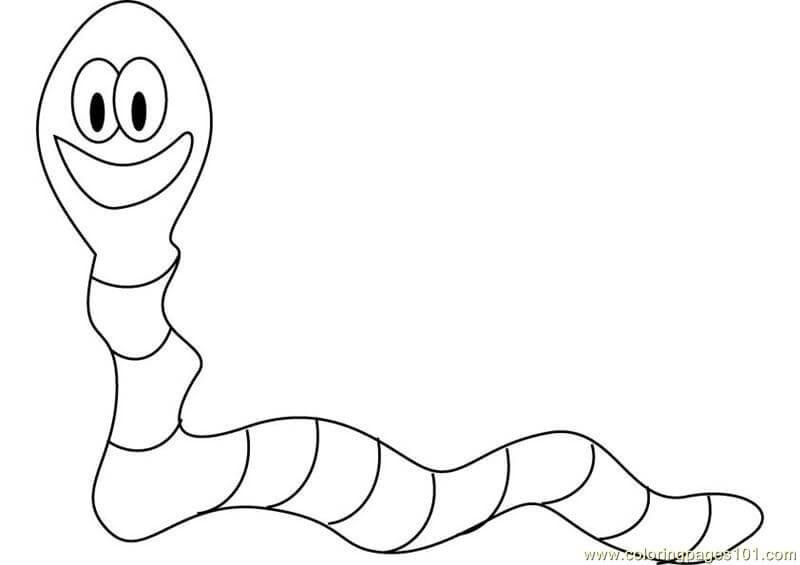 dibujo gusano simple para imprimir y colorear