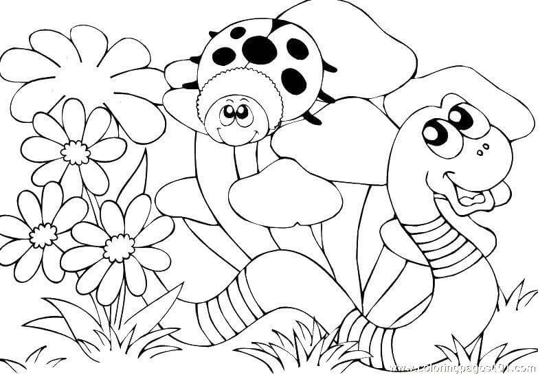 dibujo gusanos lindos para imprimir y colorear