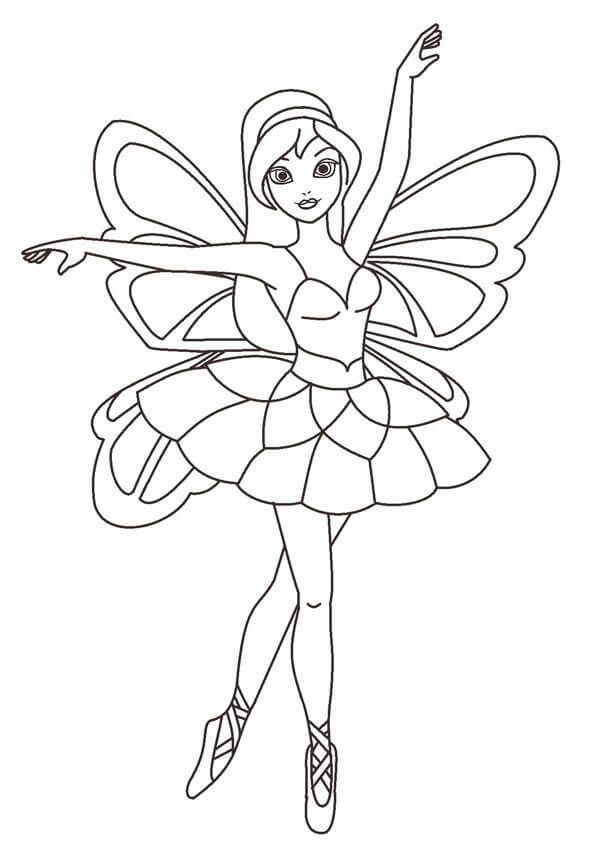 Dibujo de Baile de Hadas para Colorear y Imprimir