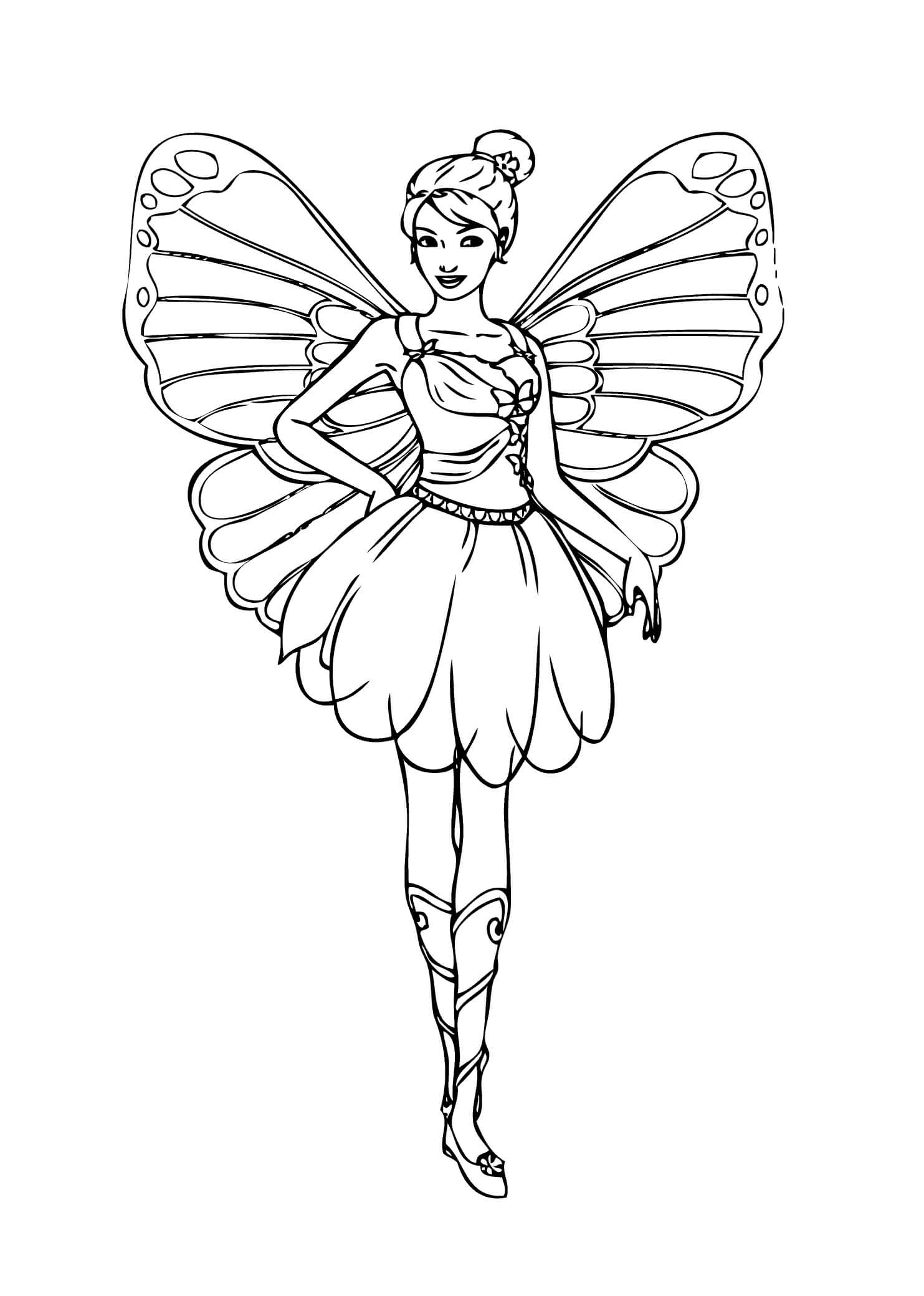Dibujo de Barbie Hada para Colorear y Imprimir