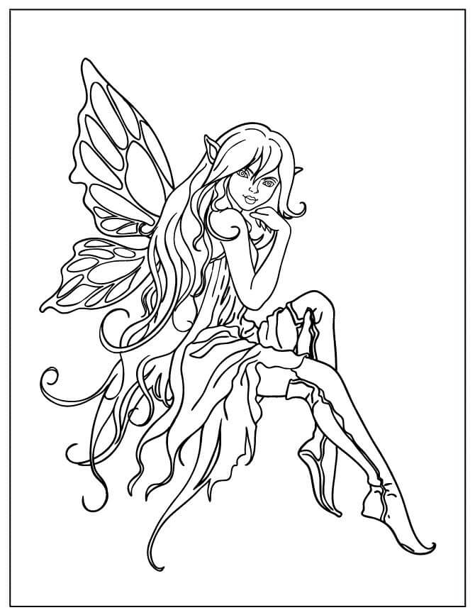 Dibujo de Hada Básica para Colorear y Imprimir