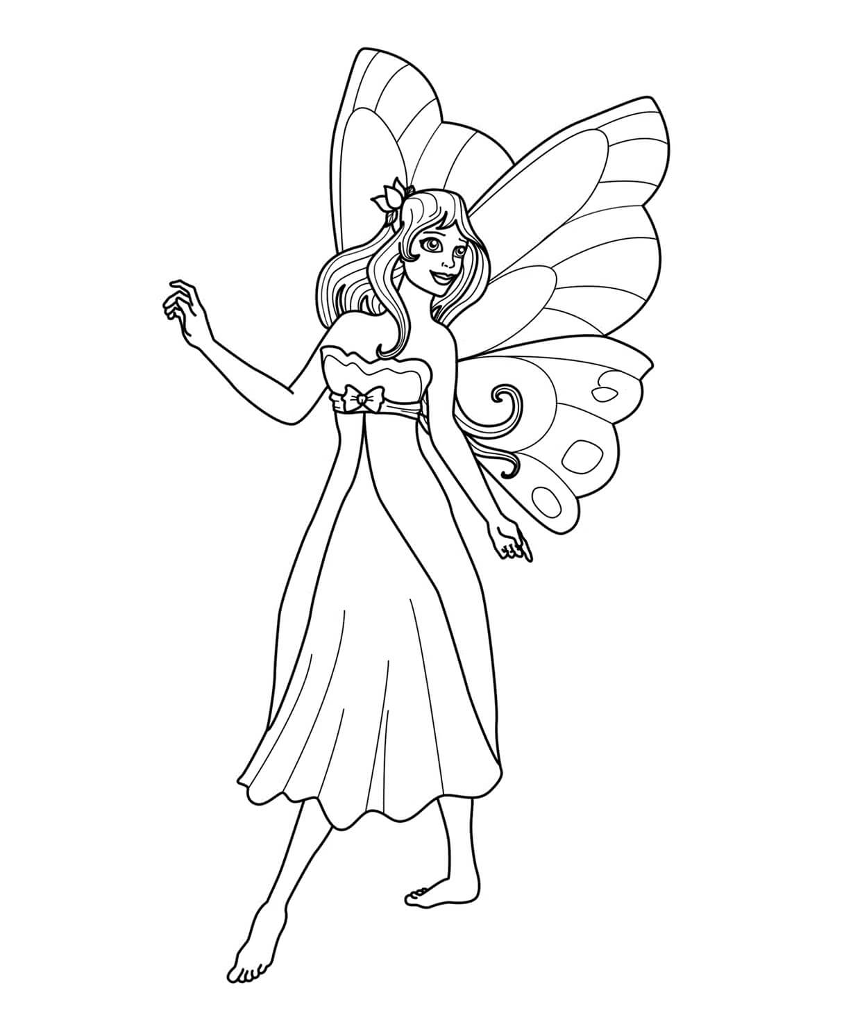 Dibujo de Hada Caminando para Colorear y Imprimir