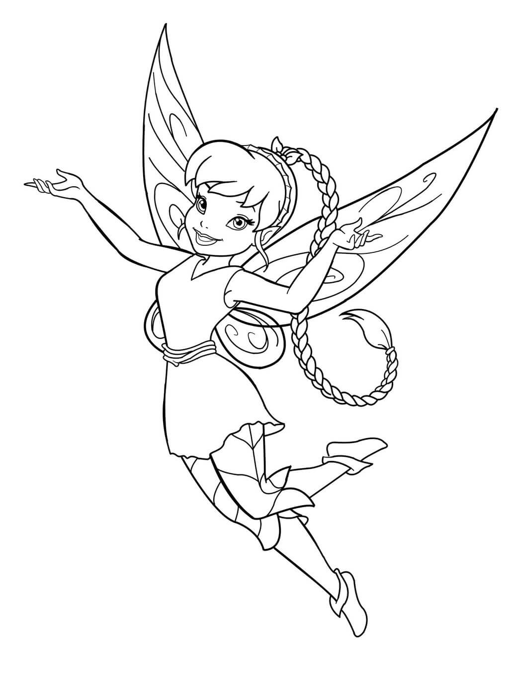 Dibujo de Hada de Dibujos Animados Volando para Colorear y Imprimir