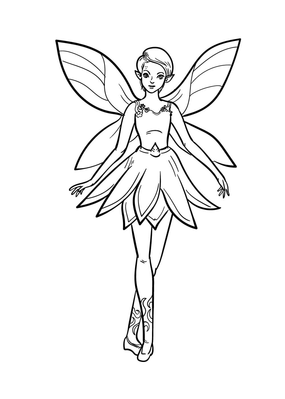 Dibujo de Hermosa Hada para Colorear y Imprimir