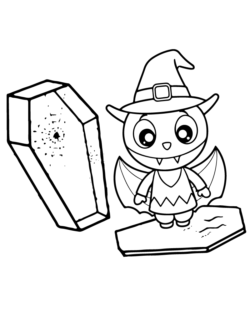 Dibujo de Adorable Vampire Halloween Coloring Page 01 para Colorear y Imprimir