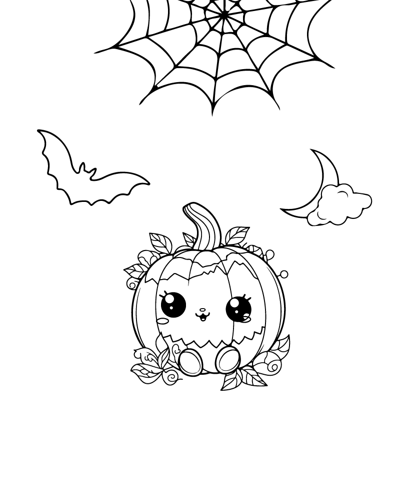 Dibujo de Cute Pumpkin Halloween Coloring Page para Colorear y Imprimir