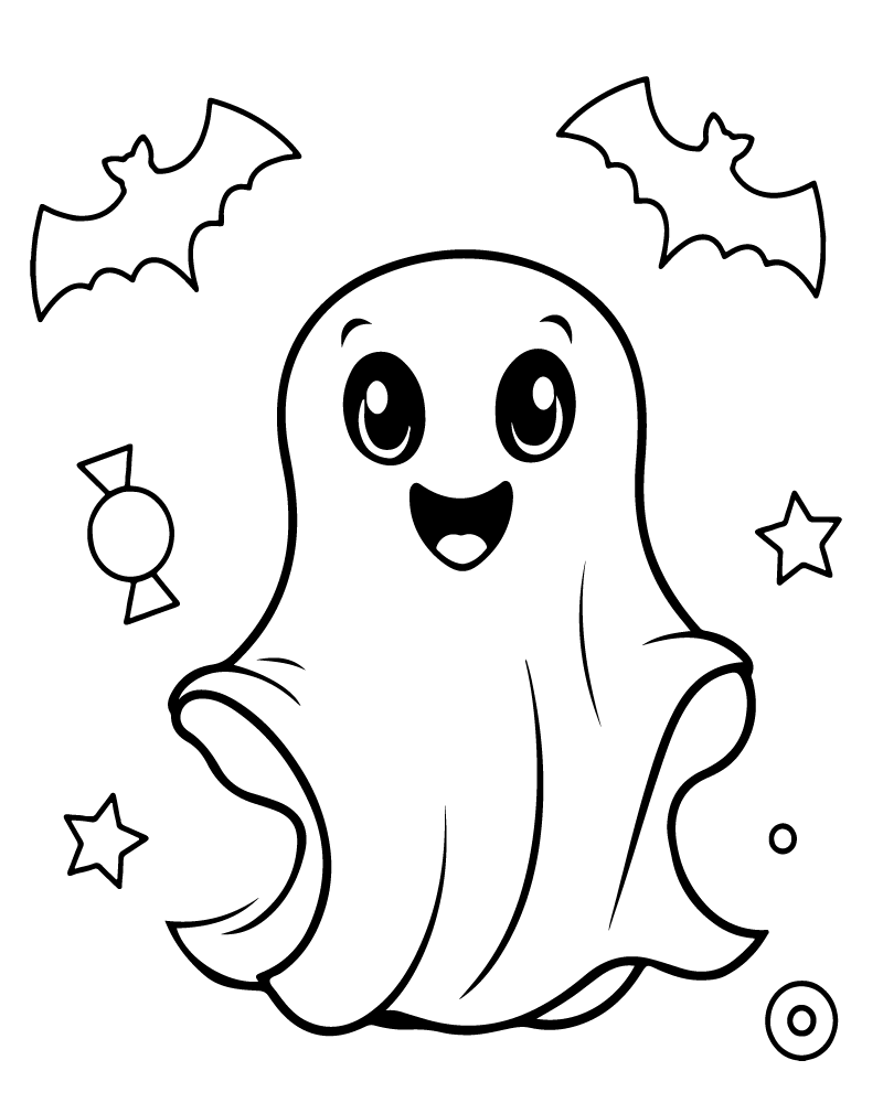 Dibujo de Easy Cute Halloween Printable Coloring Pages para Colorear y Imprimir