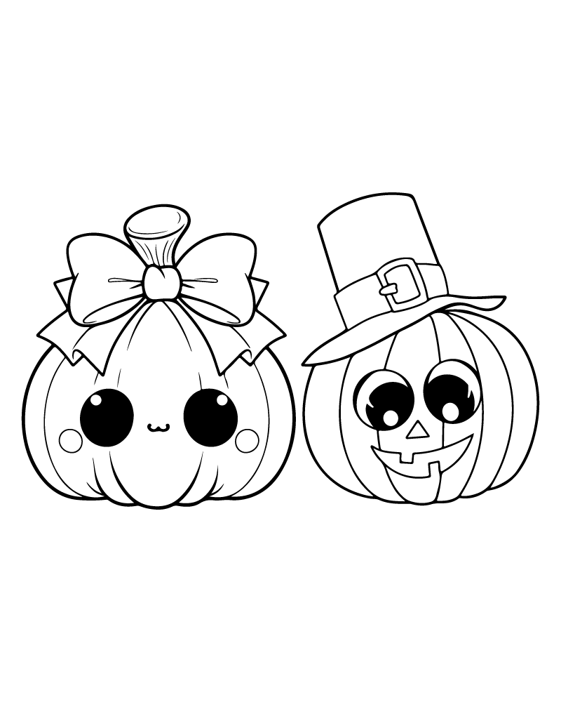 Dibujo de Easy Cute Halloween Pumpkin Coloring Page para Colorear y Imprimir