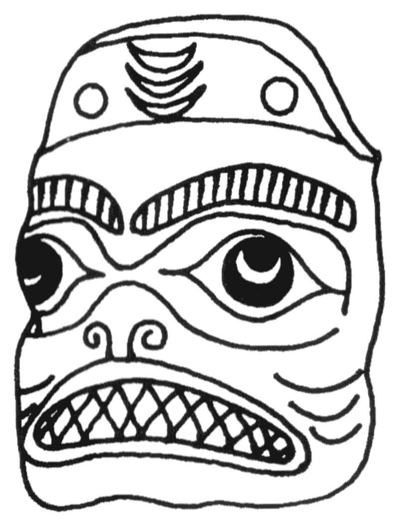 Dibujo de Máscara Aborigen para Colorear y Imprimir