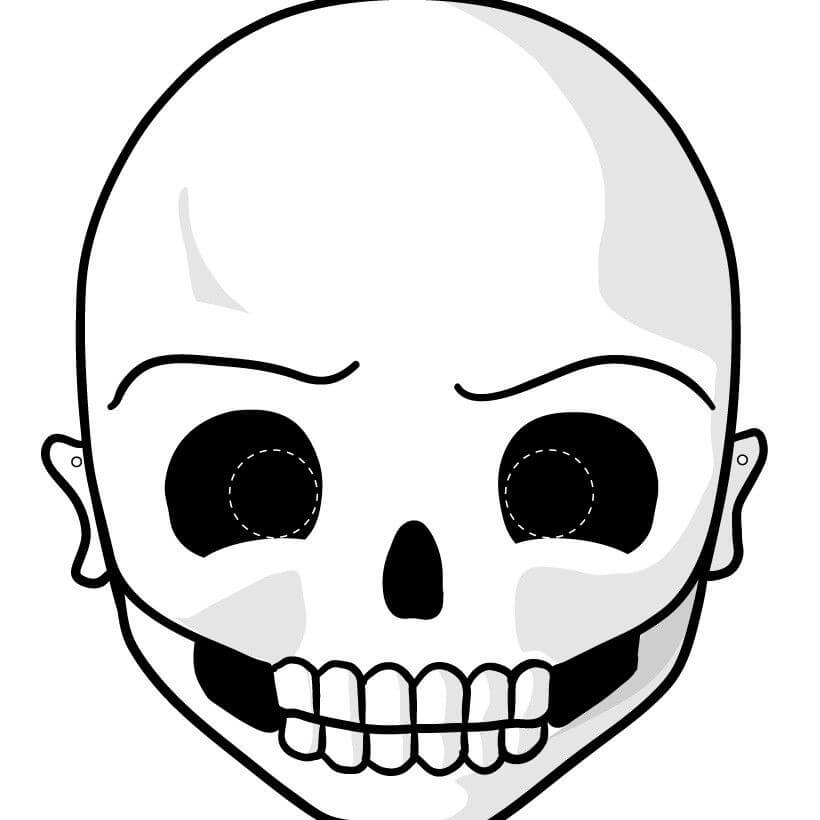Dibujo de Máscara de Esqueleto para Colorear y Imprimir