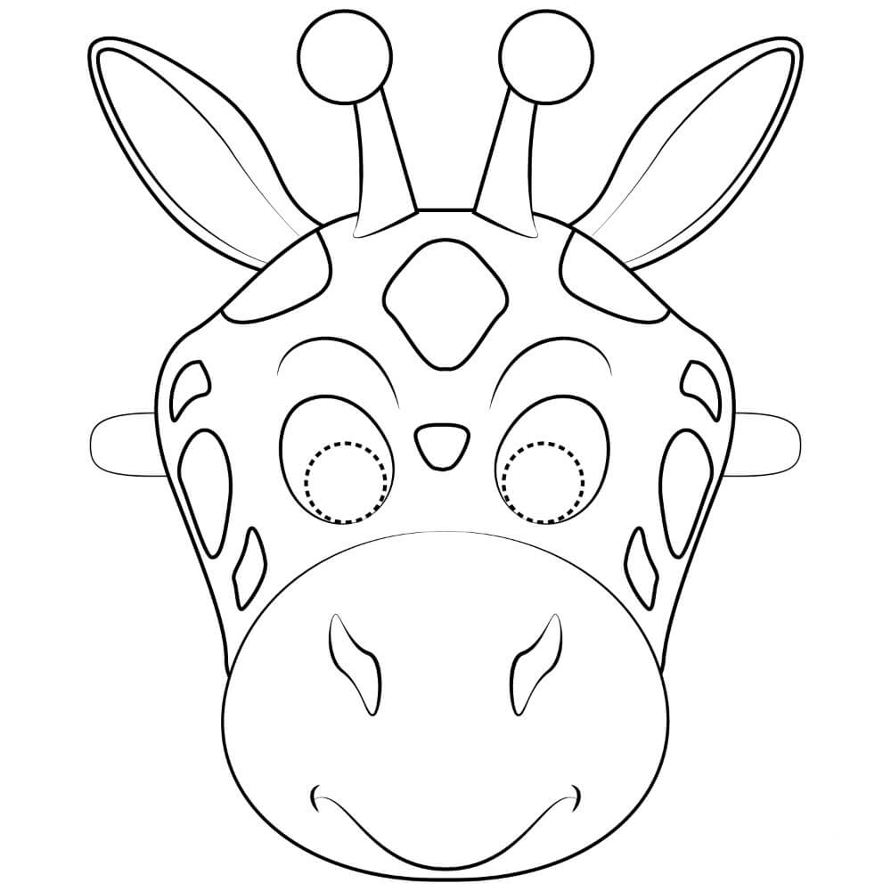 Dibujo de Máscara de Jirafa para Colorear y Imprimir