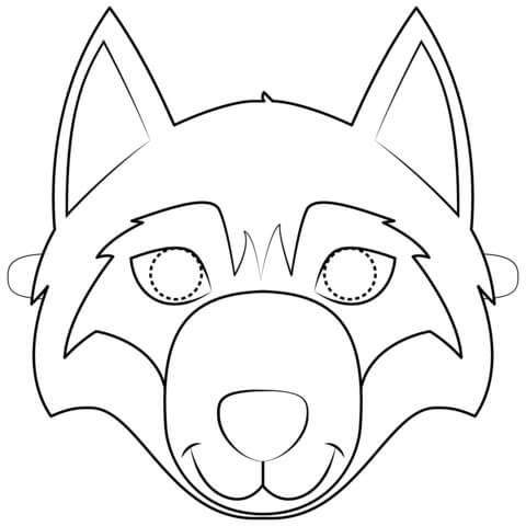 Dibujo de Máscara de Lobo para Colorear y Imprimir