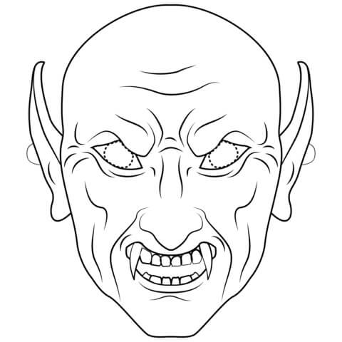 Dibujo de Máscara de Vampiro para Colorear y Imprimir