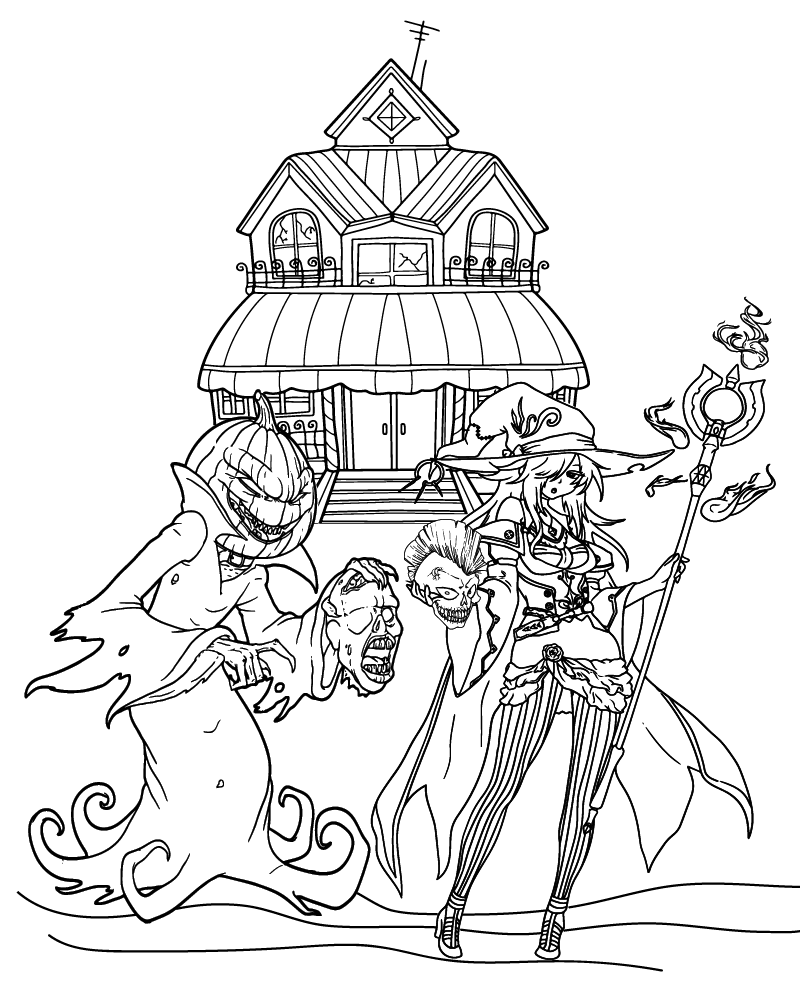 Dibujo de Creepy Halloween Coloring Page For Adults para Colorear y Imprimir