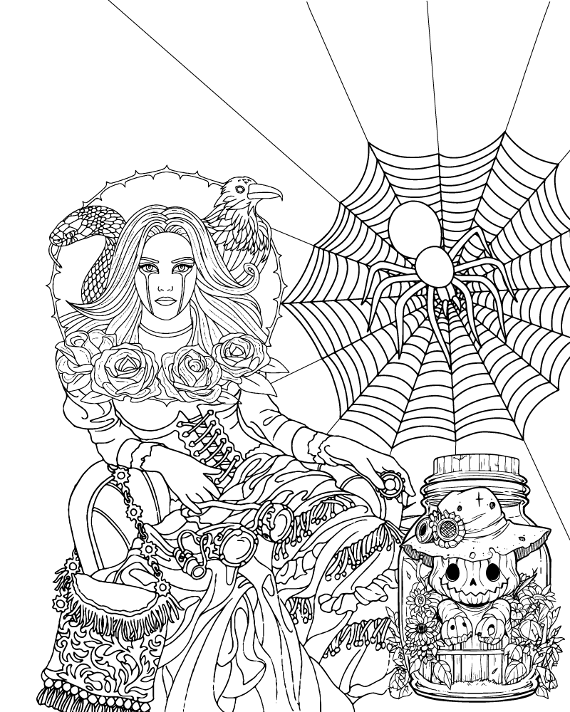 Dibujo de Gothic Halloween Coloring Page For Adults para Colorear y Imprimir