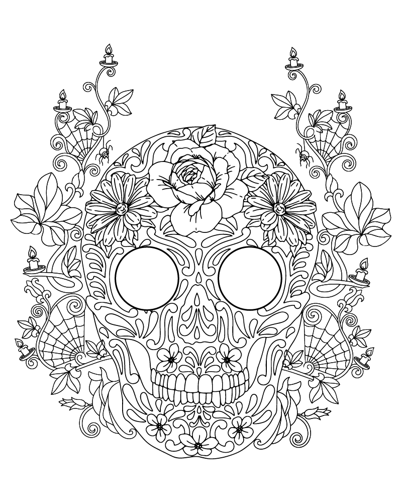 Dibujo de Halloween Skull Coloring Page For Adults para Colorear y Imprimir