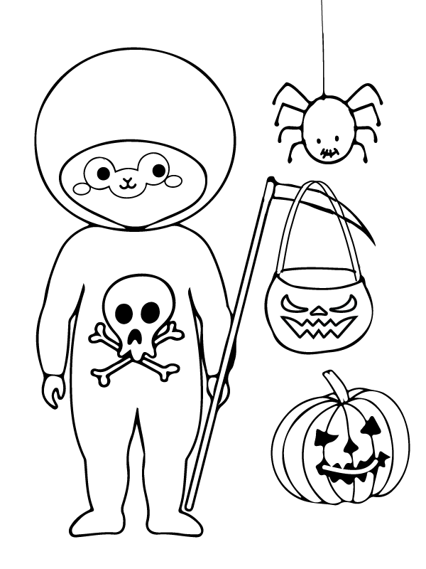 Dibujo de Halloween Preescolar Aterrador Pagina para Colorear para Colorear y Imprimir