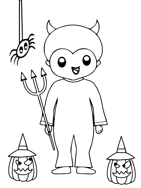 Dibujo de Niño Gotico Halloween Preescolar Pagina para Colorear para Colorear y Imprimir