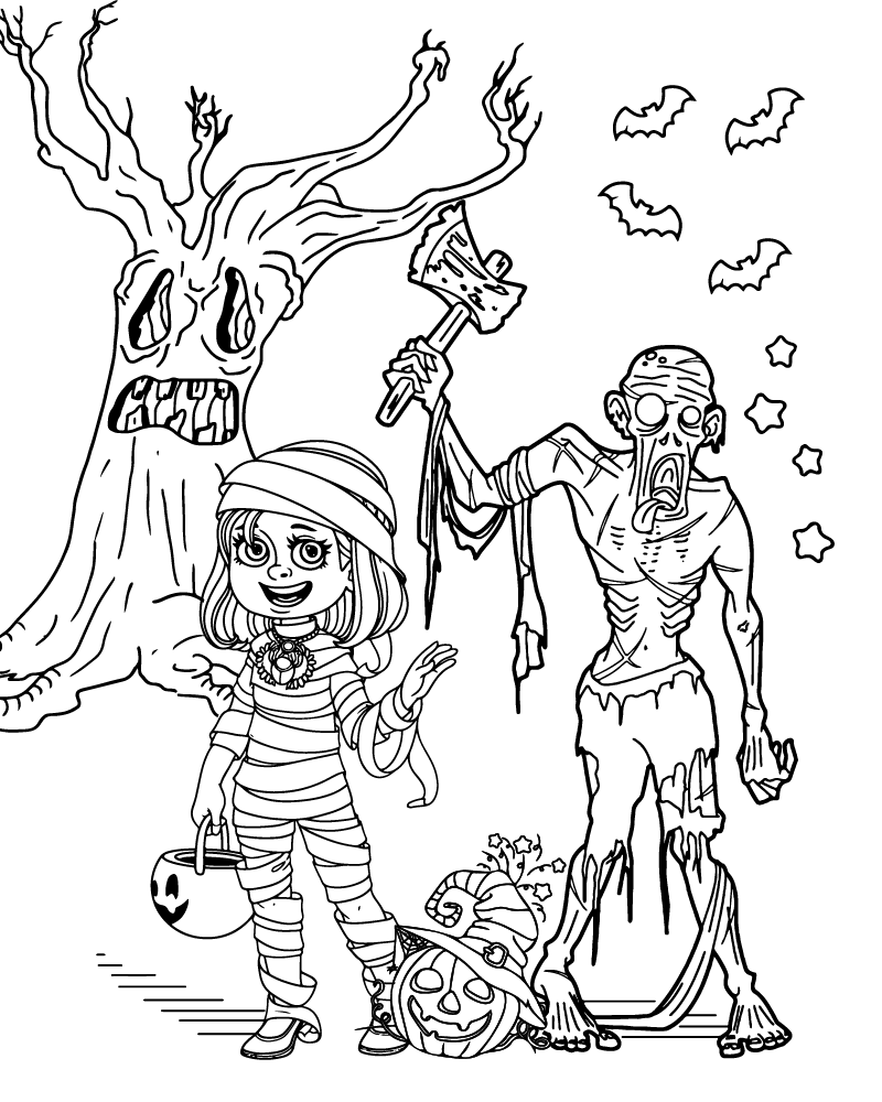 Dibujo de Creepy Halloween Coloring Page 1 para Colorear y Imprimir