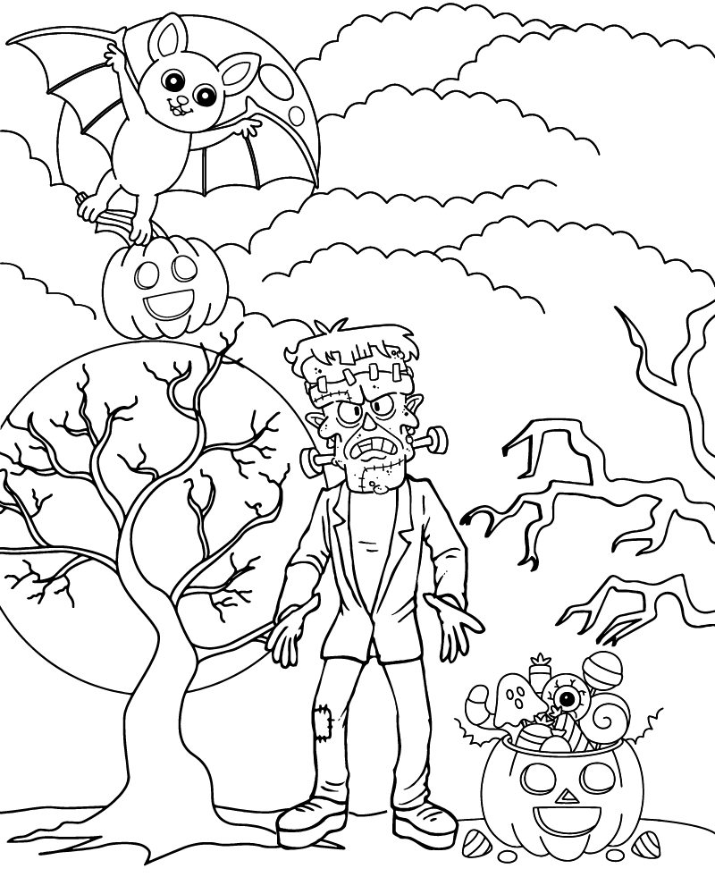 Dibujo de Frankenstein Coloring Pages For Halloween para Colorear y Imprimir