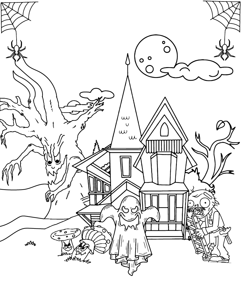 Dibujo de Haunted House Coloring Page para Colorear y Imprimir