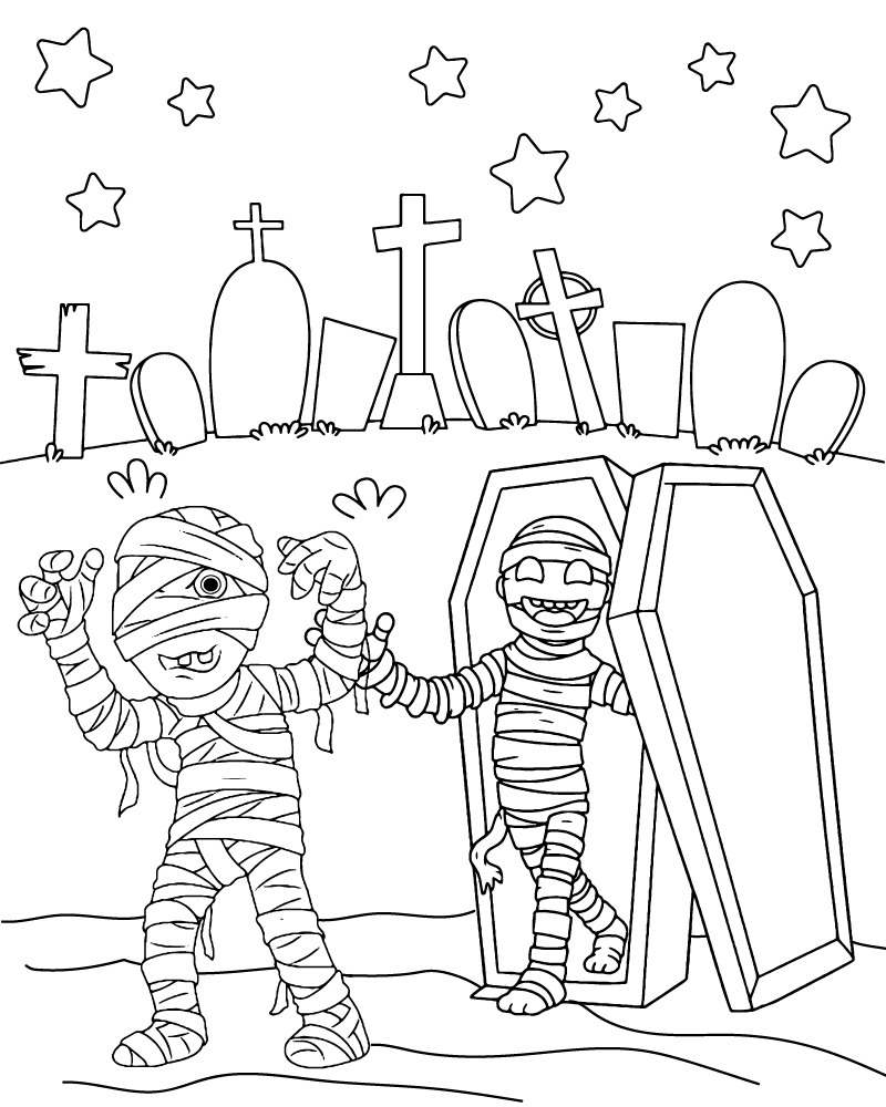 Dibujo de Mummy Coloring Page para Colorear y Imprimir