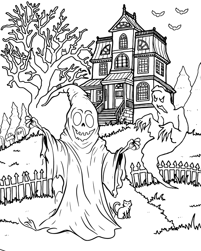 Dibujo de Scary Ghost Coloring Page para Colorear y Imprimir
