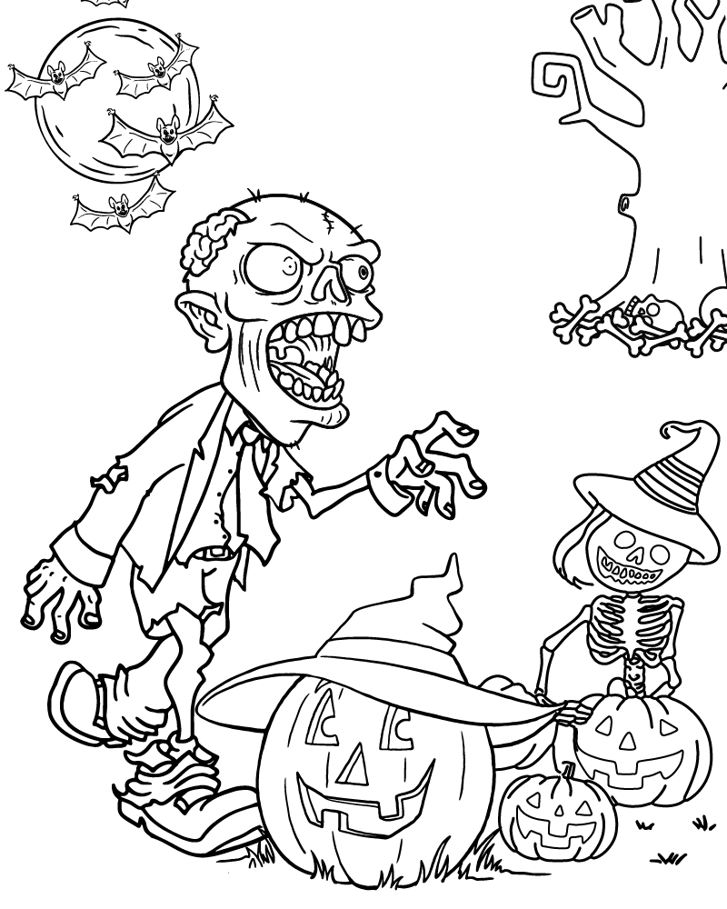 Dibujo de Scary Halloween Coloring Page Printable para Colorear y Imprimir