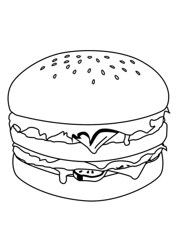 dibujo buena hamburguesa grande para colorear