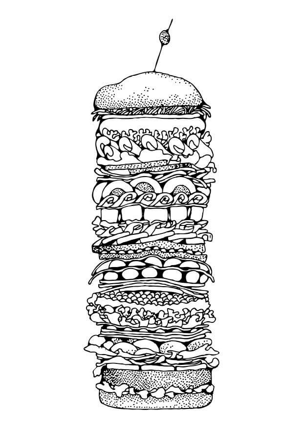dibujo buena hamburguesa para colorear
