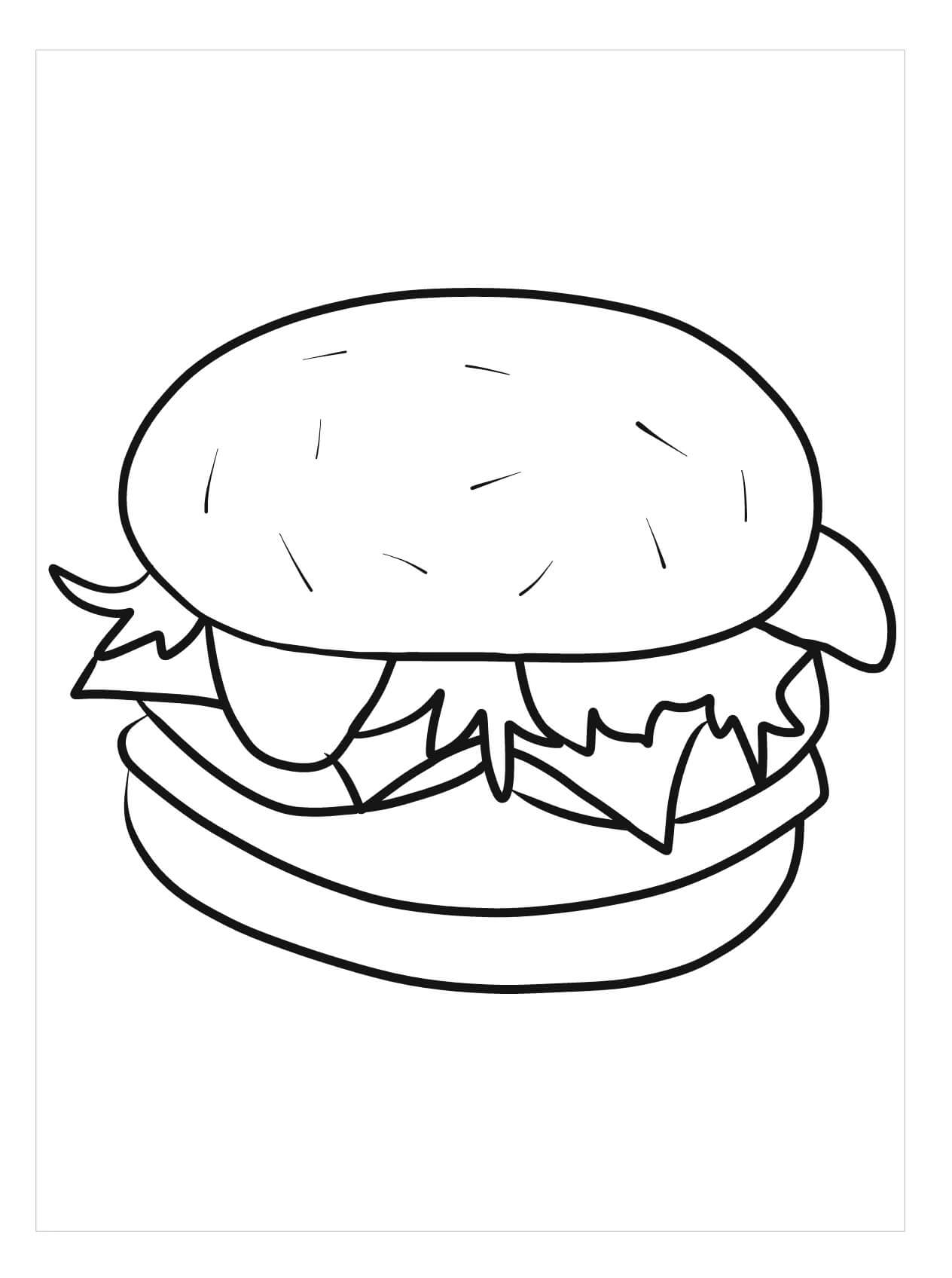 dibujo gran hamburguesa para colorear