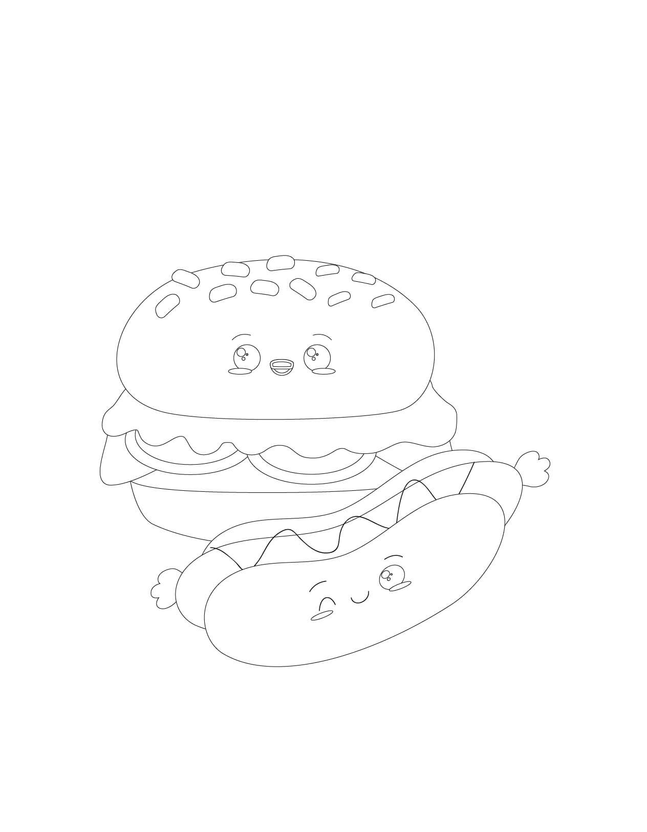 dibujo hamburguesa basica para colorear