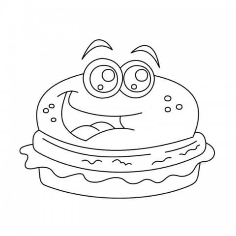 dibujo hamburguesa chibi y perrito caliente chibi para colorear