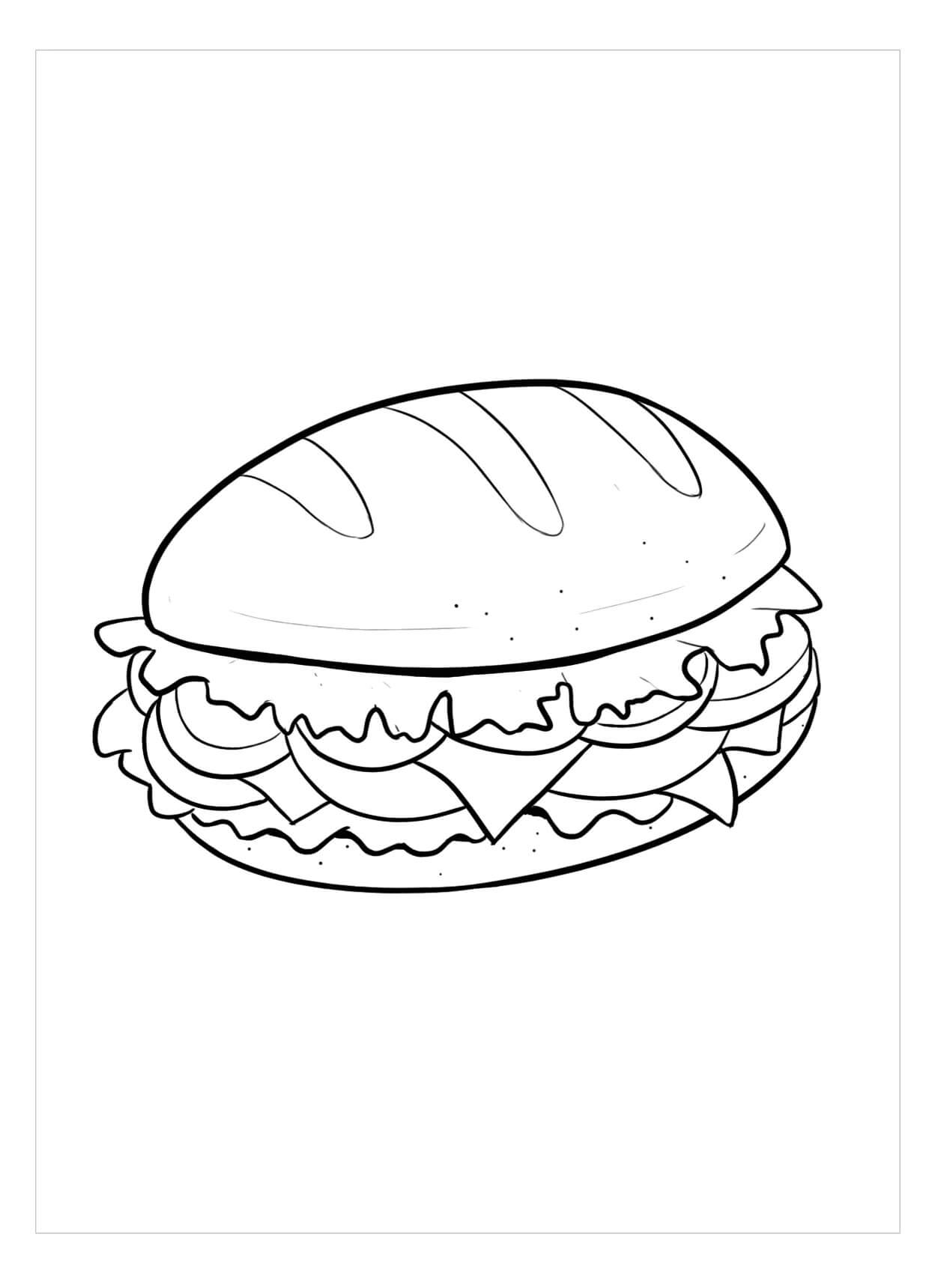 dibujo hamburguesa facil para colorear