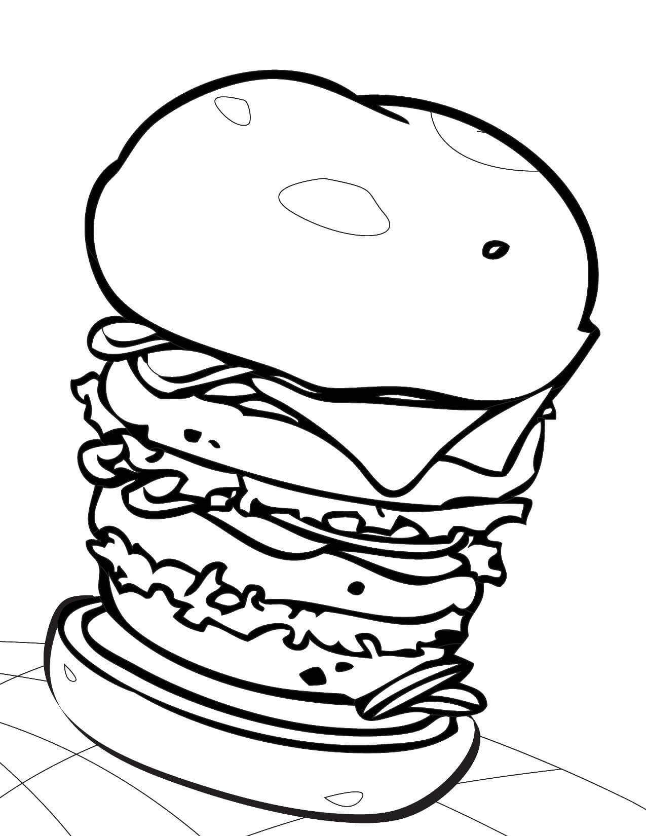 dibujo hamburguesa genial para colorear
