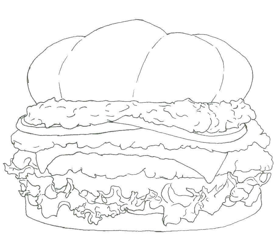 dibujo hamburguesa grande para colorear