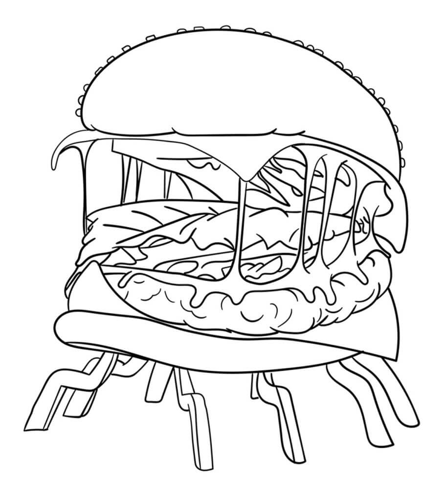 dibujo hamburguesa maravillosa para colorear