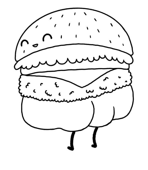 dibujo hamburguesa simple para colorear