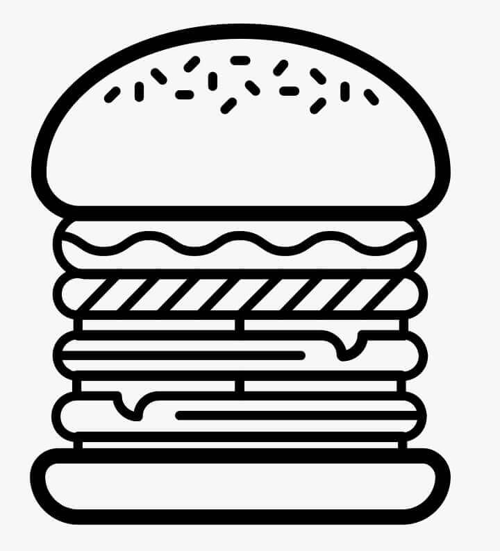 dibujo icono de hamburguesa para colorear