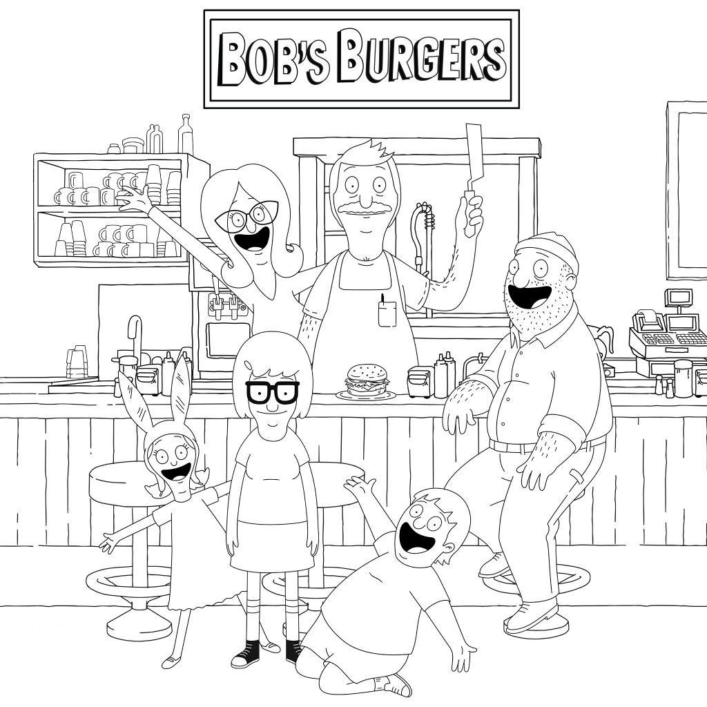 Dibujo de Gente ¡Feliz En El Restaurante para Colorear y Imprimir